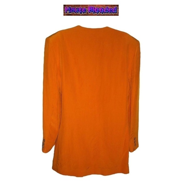 Vintage Adrienne Vittadini Blazer Orange Yellow Iridescent Streetwear Artsy 80’s - Picture 5 of 11